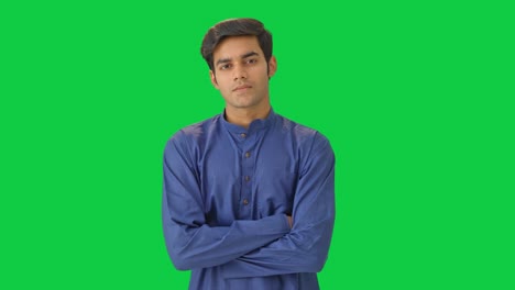 Indian-man-with-attitude-standing-crossed-hands-Green-screen