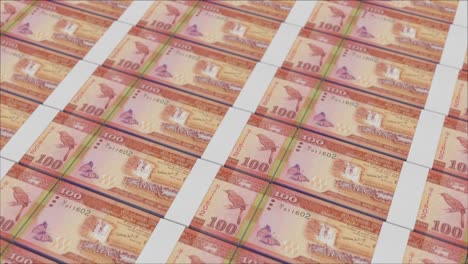Billetes-De-100-Rupias-De-Sri-Lanka-Impresos-Por-Una-Prensa-Monetaria