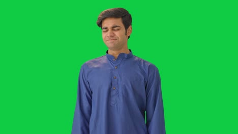 Lazy-Indian-boy-yawning-and-stretching-Green-screen