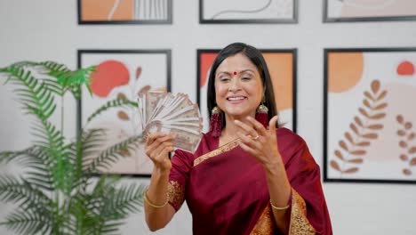 Woman-playing-with-money