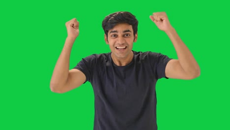 Happy-Indian-man-cheering--Green-screen