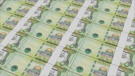 Impresión-De-Billetes-De-50-Riales-Sauditas-Mediante-Una-Prensa-De-Dinero