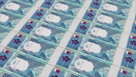 10-Katar-Riyal-Banknoten,-Gedruckt-Von-Einer-Geldpresse
