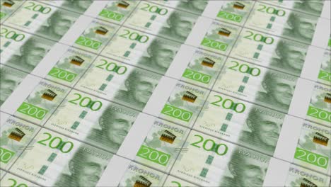 200-Schwedische-Kronen-Banknoten-Werden-Von-Einer-Geldpresse-Gedruckt