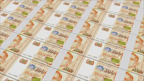 100-Billetes-De-Dólar-De-Singapur-Impresos-Por-Una-Prensa-Monetaria