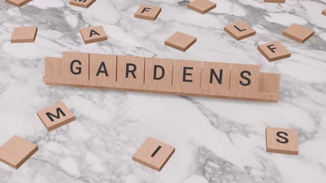 Wort-„Gärten“-Auf-Scrabble