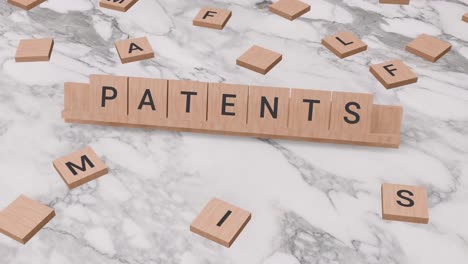 Wort-„Patente“-Auf-Scrabble