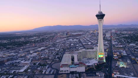 Aerial-view-of-the-Stratosphere-Hotel-in-Las-Vegas-Nevada