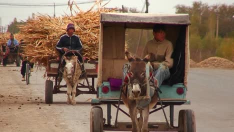 Los-Vehículos-Primitivos-Viajan-Por-Una-Carretera-En-Kazajstán-O-Uzbekistán