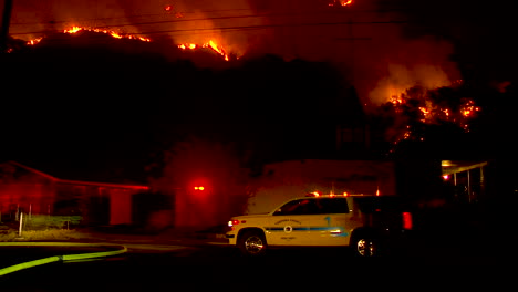 A-Hillside-Neighborhood-In-Ventura-California-Is-Threatened-At-Night-During-The-Thomas-Fire