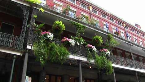 Schöne-Blumen-Schmücken-Einen-Balkon-Im-Französischen-Viertel-Von-New-Orleans