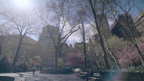 POV-slow-mo-shot-of-empty-parks-and-open-areas-of-New-York-Manhattan-during-the-Covid19-coronavirus-epidemic-outbreak