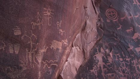 Medium-shot-of-American-Indian-petroglyphs-at-Newspaper-Rock-Utah-2