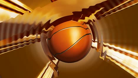 Rotierende-Basketball-Goldene-Wellen