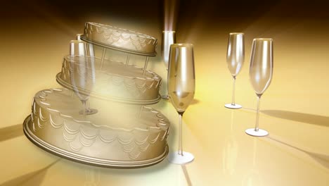 Boda-Cake-and-Champagne-Glass-Concept