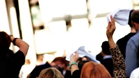 Women-Waving-Handkerchiefs---Slo-Mo