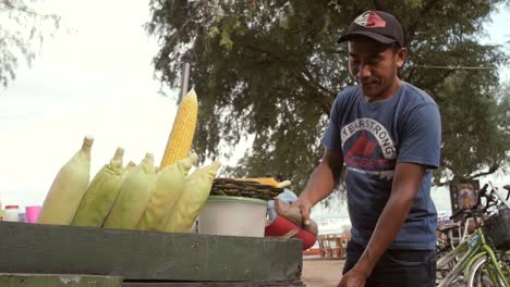 Street-Vendor-Fanning-a-Barbecue