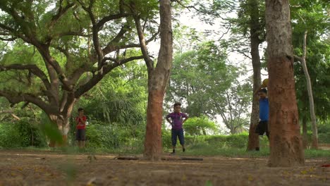 Fußballspiel-Zwischen-Einigen-Bäumen-In-Indien