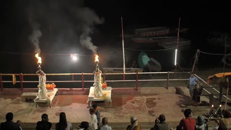 Downward-Panning-Shot-of-Ganga-Aarti-Ceremony