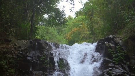 Downward-Panning-Shot-of-a-Waterfall