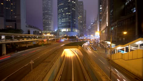 Zeitraffer-Des-Verkehrs-In-Der-Innenstadt-Von-Hongkong