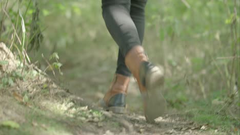 Low-Level-Aufnahme-Des-Gehens-Auf-Einem-Feldweg