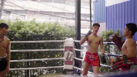 Drei-Muay-Thai-Boxer-Im-Sparring