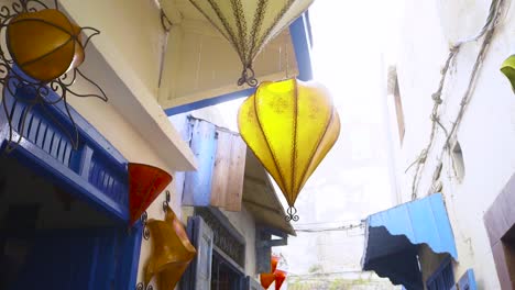 Yellow-Lantern-Hanging-in-Alleyway