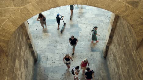 Walking-Under-Stone-Archway