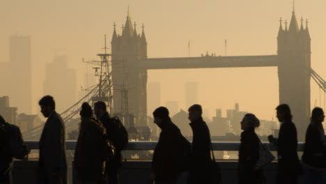 Pedestrians-Walking-In-Front-Of-Tower-Bridge