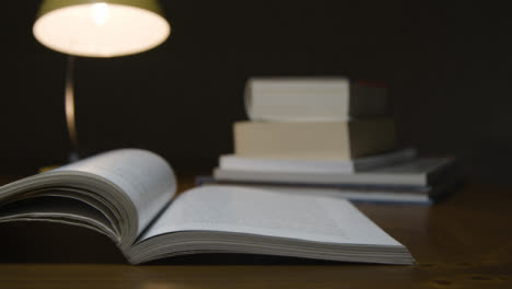 Pan-of-Softback-Book-on-Table