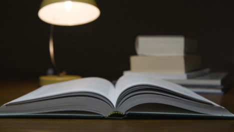 Pan-of-Hardback-Book-on-Table