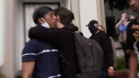Hollywood-Man-Shouts-at-Camera-and-Hugs-Protester-During-Protests