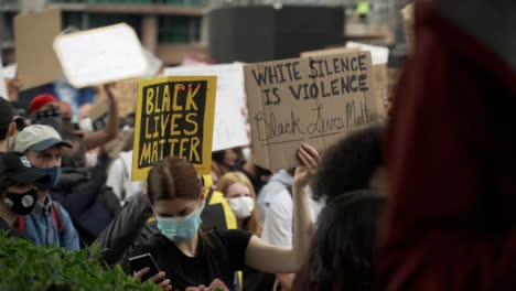 Crowd-of-BLM-London-Protestors-Holding-Signs-and-Chanting