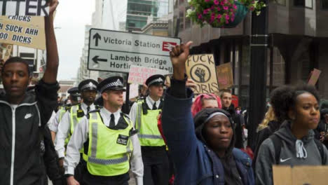 Londoner-Demonstranten-Singen-Neben-Polizisten