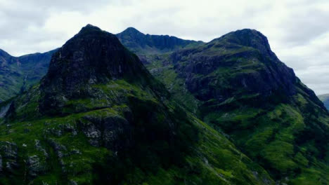 Aerial-Drone-Shot-of-The-Three-Sisters-in-Glen-Coe