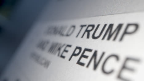 Tracking-Close-Up-of-Trump-Name-on-Ballot-Paper-for-US-Election
