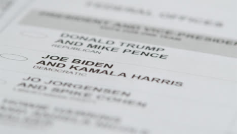 Extreme-Nahaufnahme-Von-Joe-Biden-Namen-Auf-Uns-Wahl-Stimmzettel