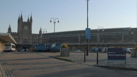 Wide-Shot-of-Entrance-to-Bristol-Temple-Meads-Train-Station-In-Bristol-England