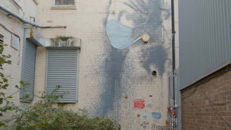 Tilting-Shot-of-Banksy-Girl-Wearing-Pearl-Earrings-Artwork-In-Bristol-England