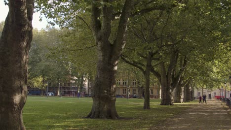 Disparo-Deslizante-De-Personas-En-Queen-Square-En-Bristol,-Inglaterra