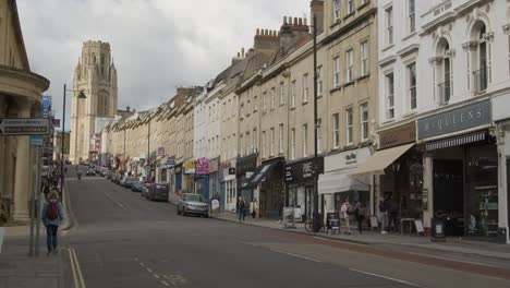 Tracking-Shot-of-People-Walking-Up-Park-Street-In-Bristol-England