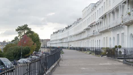 Tracking-Shot-Along-Royal-York-Crescent-Town-Houses-In-Bristol-England