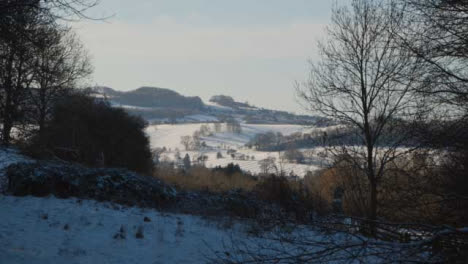 Wide-Shot-of-Vast-Snow-Covered-Countryside-Landscape