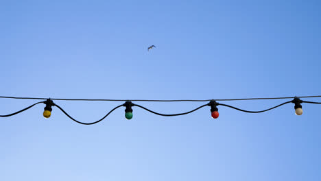 Disparo-De-ángulo-Bajo-De-Mano-Mirando-Hacia-Las-Luces-Festivas-Al-Aire-Libre