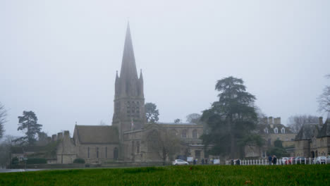 Low-Angle-Long-Shot-of-St-Marys-Church-On-Misty-Morning-