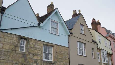 Tracking-Shot-Looking-Up-at-Colourful-Houses-On-Merton-Street-