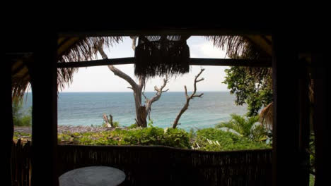 Wide-Shot-Looking-Out-to-Sea-from-Under-Resort-Structure