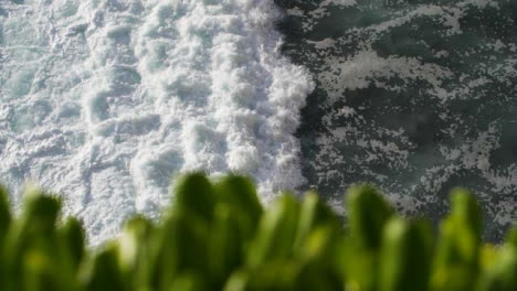 High-Angle-Shot-of-Waves-On-Uluwatu-Coast
