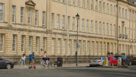 Wide-Shot-of-Cyclist-and-Scooter-On-Great-Pulteney-Street